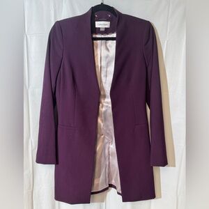 CALVIN KLEIN
​Open-Front Longline Blazer Deep Purple Size 4P